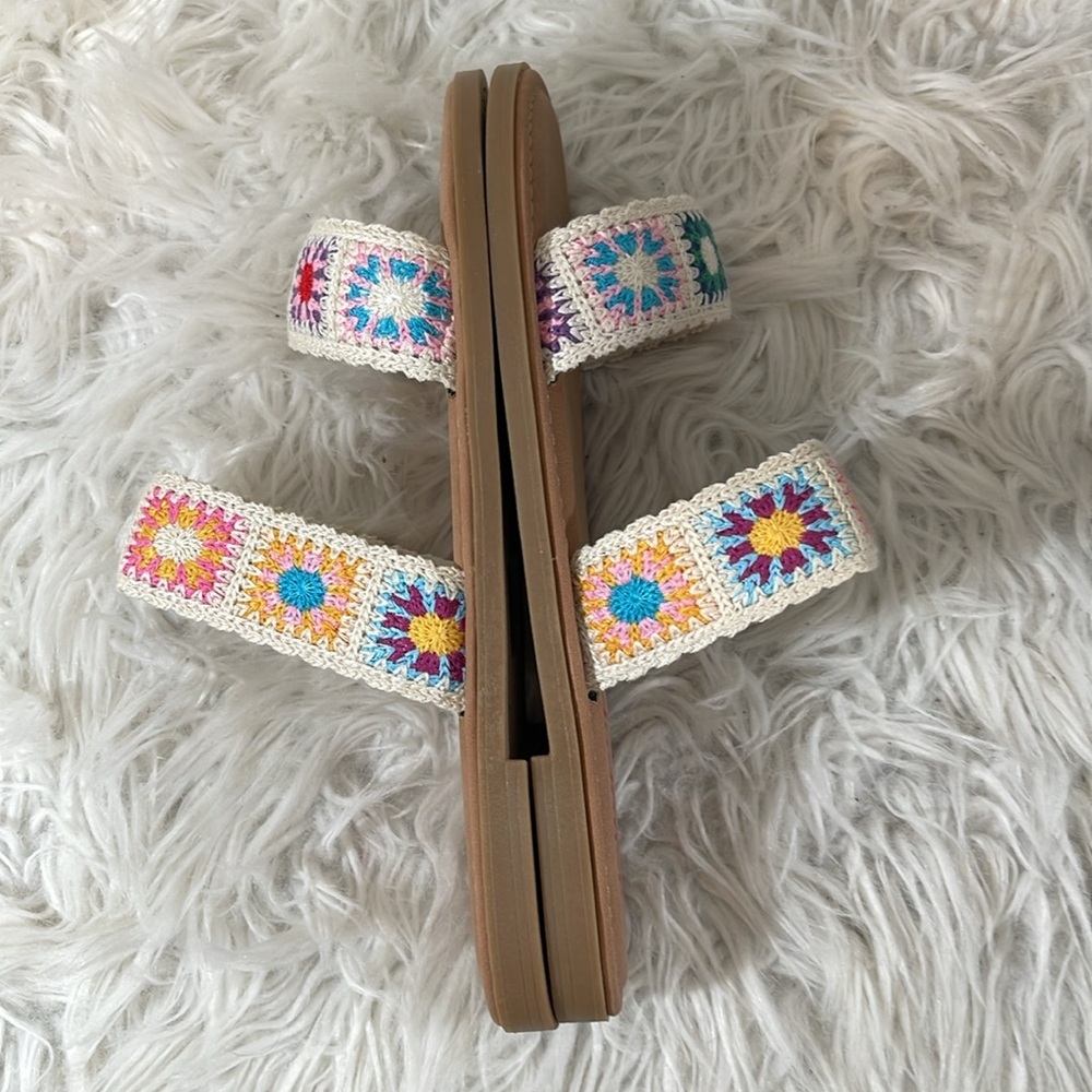 JELLYPOP Women's Robbie Natural Multi Crochet Slip On Sandals Size 10 NEW - Picture 10 of 15